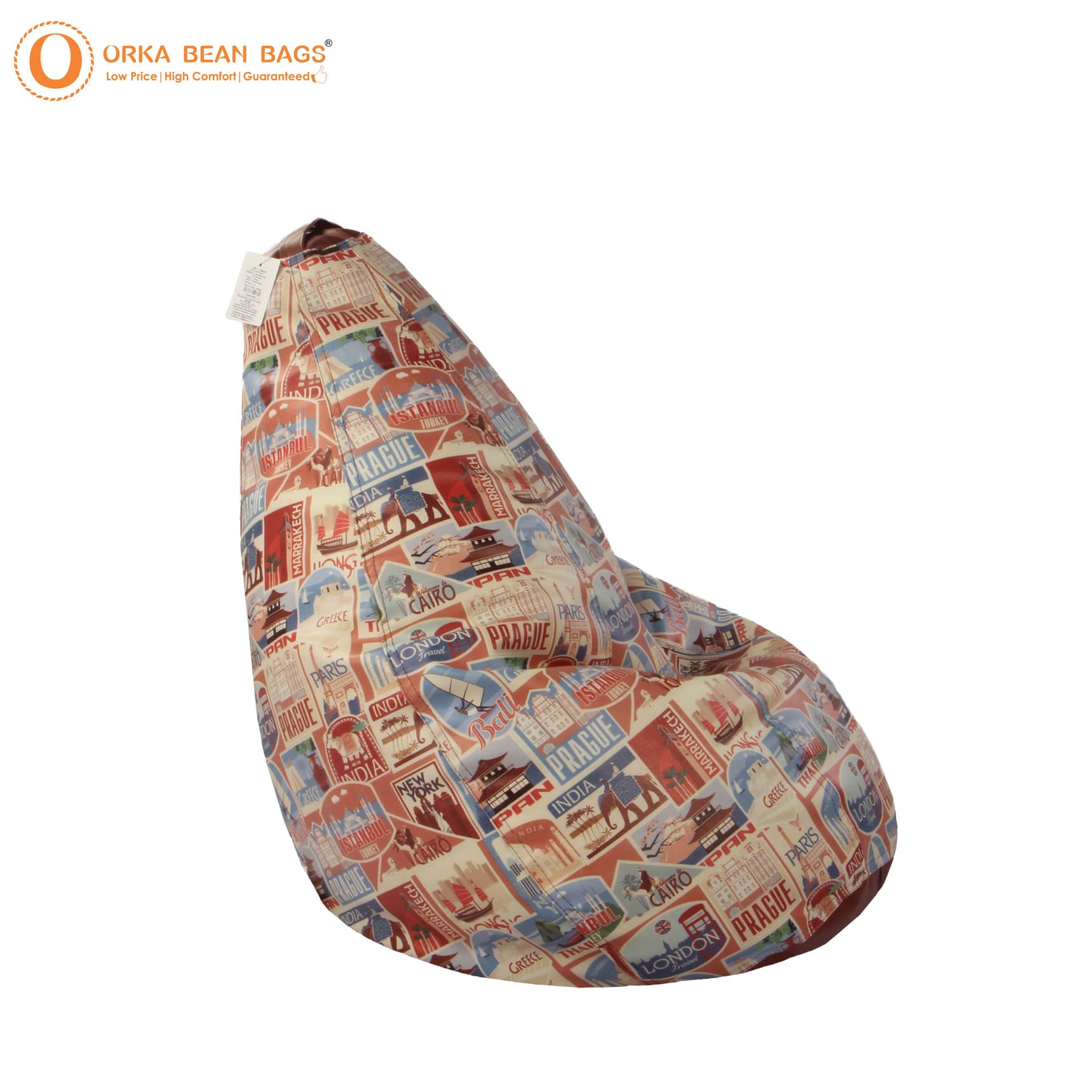 Orka Digital Printed Countries Theme XXXL Bean Bag Filled With Beans view 6